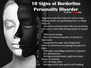 woman's face in shadow with words about borderline personality disorder